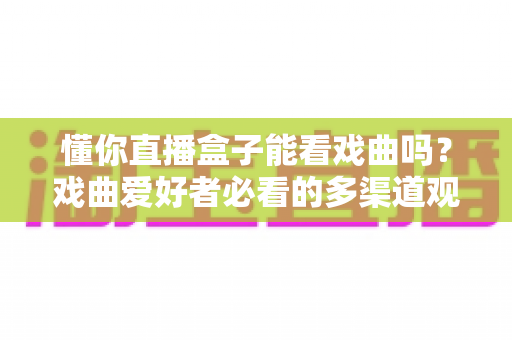 懂你直播盒子能看戏曲吗？戏曲爱好者必看的多渠道观看攻略与实用技巧全解析