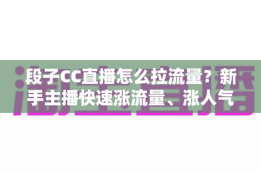段子CC直播怎么拉流量?新手主播快速涨流量、涨人气的实战攻略全解析 段子CC直播怎么拉流量?新手主播快速涨流量、涨人气的实战攻略全解析